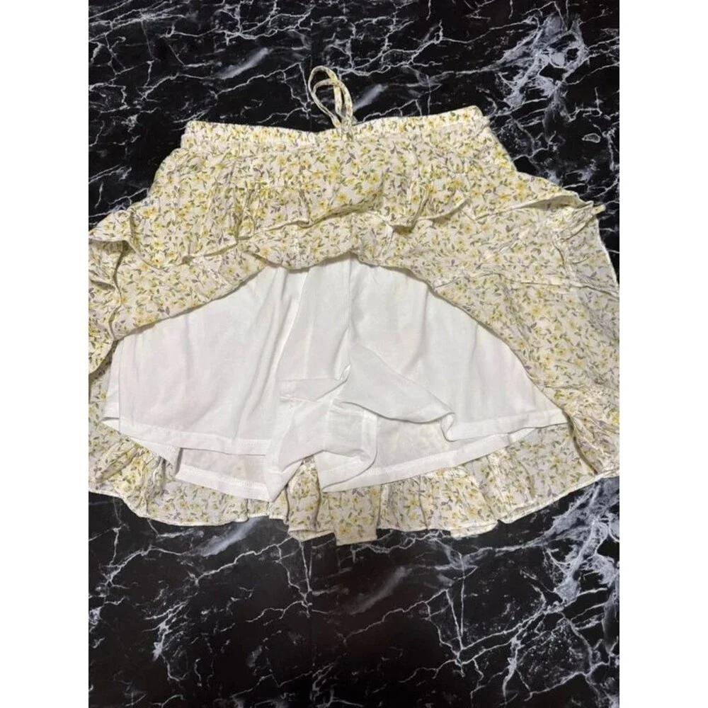 Yellow floral skirt